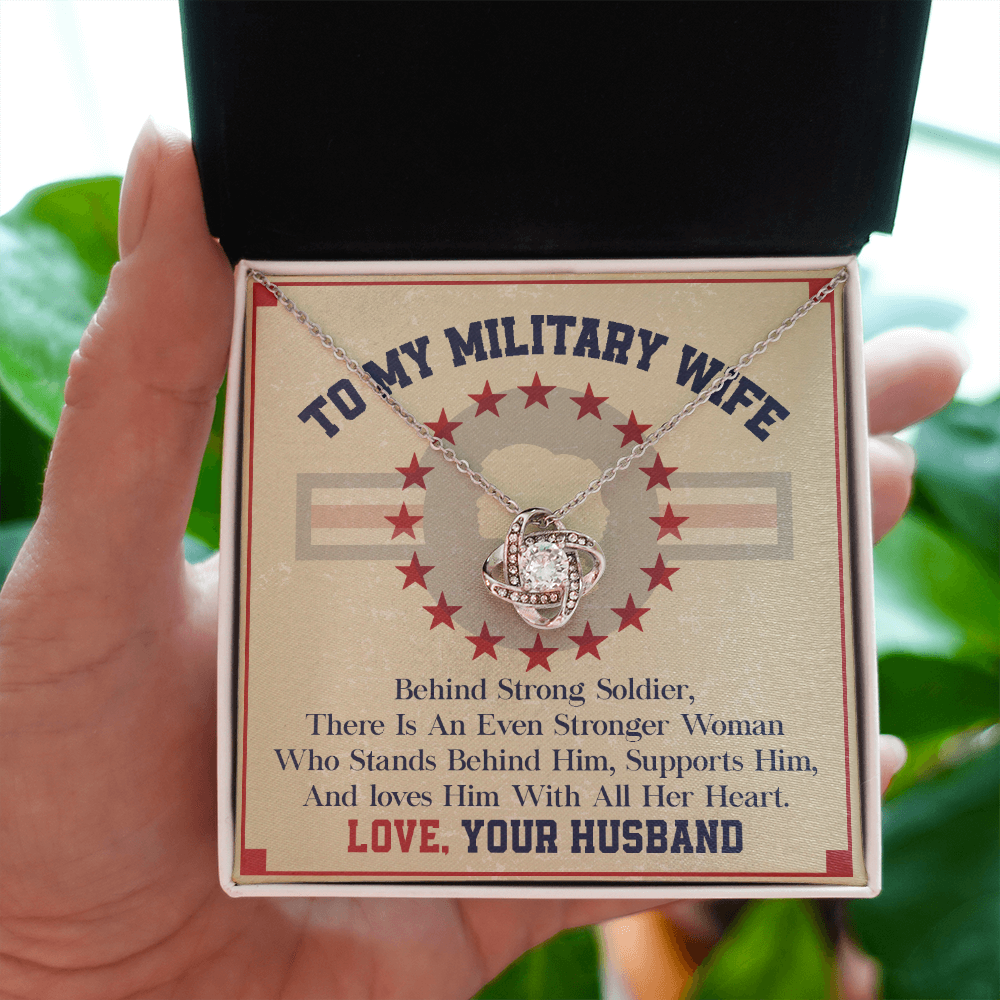 To My Military Wife Necklace with Patriotic Message Card