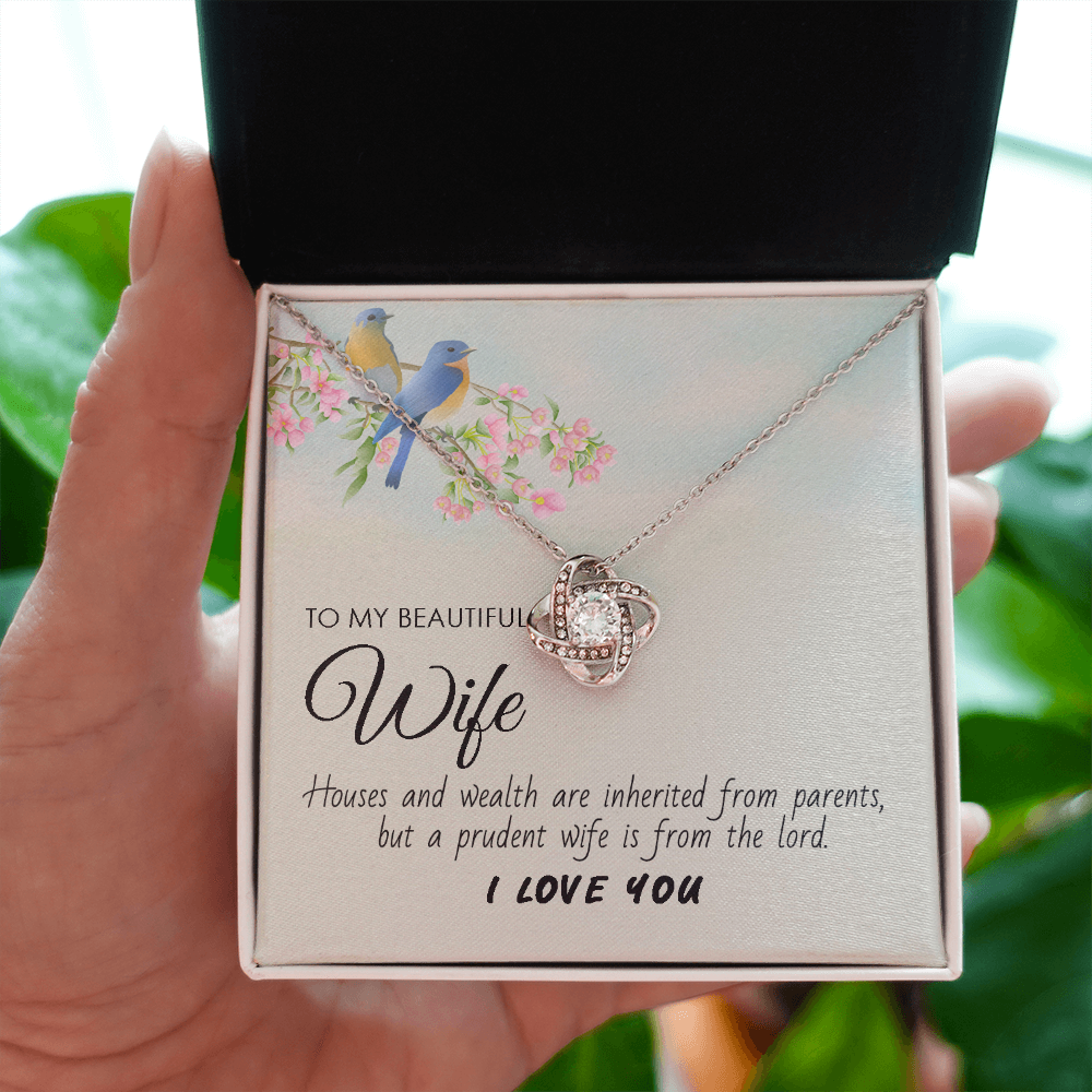 To My Beautiful Wife Necklace – Love Gift With Message Card