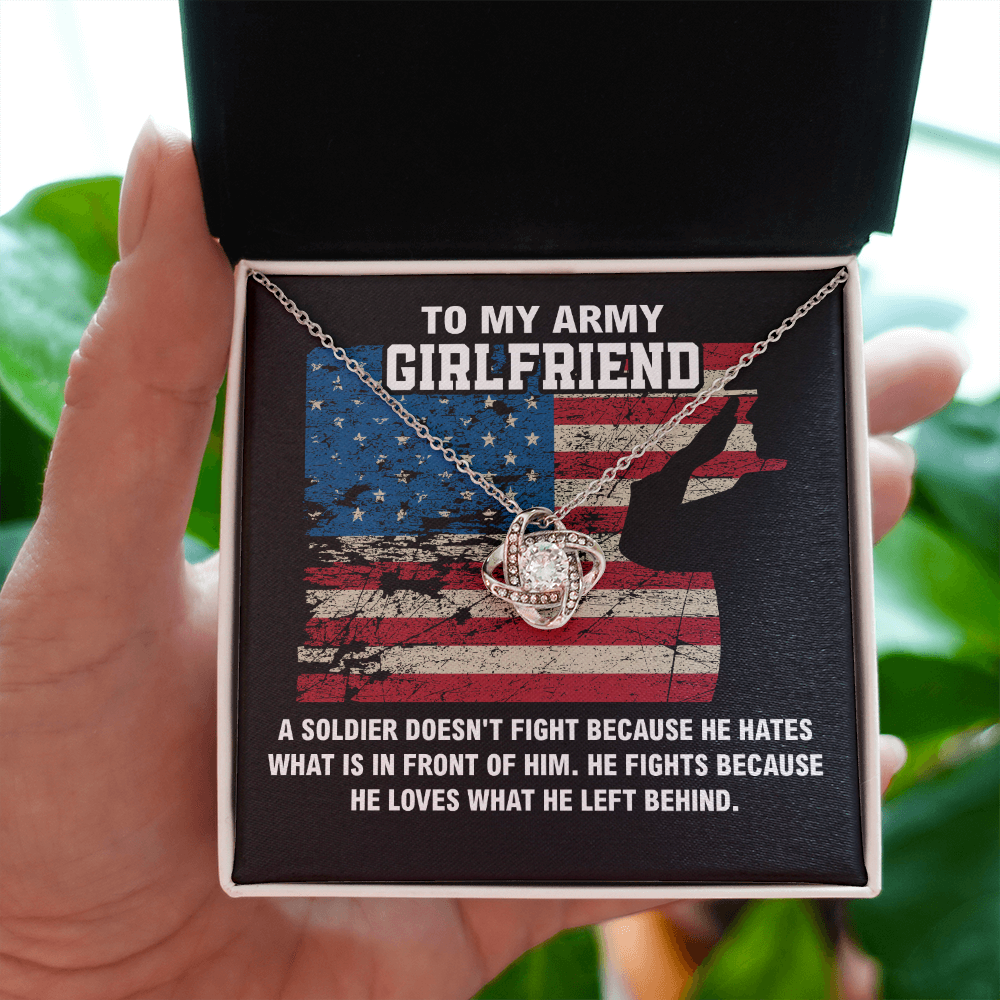 Army Girlfriend Gift Necklace with Patriotic Message Card