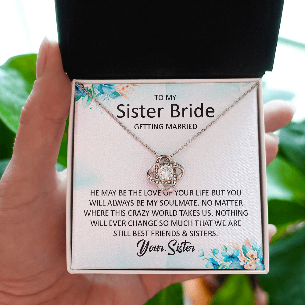 To My Sister Bride Necklace – Wedding Gift With Message Card