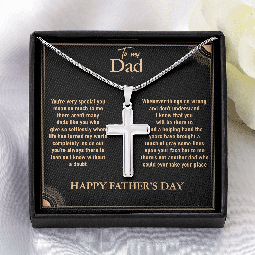 Father’s Day Cross Necklace Gift for Dad – Religious Pendant with Heartfelt Message Card