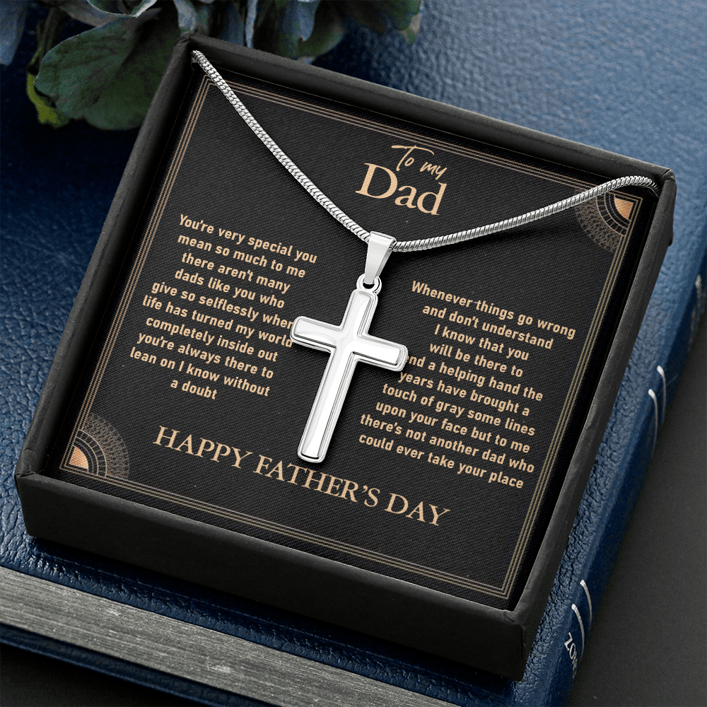 Father’s Day Cross Necklace Gift for Dad – Religious Pendant with Heartfelt Message Card