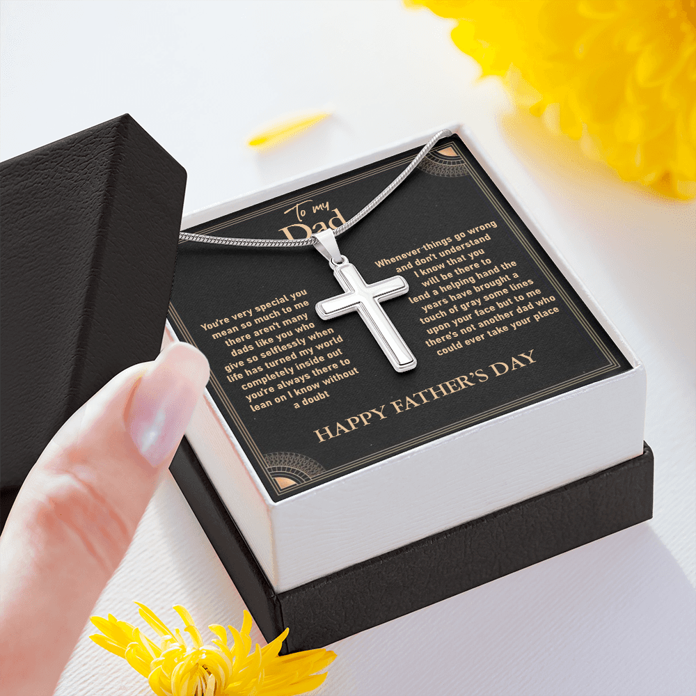 Father’s Day Cross Necklace Gift for Dad – Religious Pendant with Heartfelt Message Card