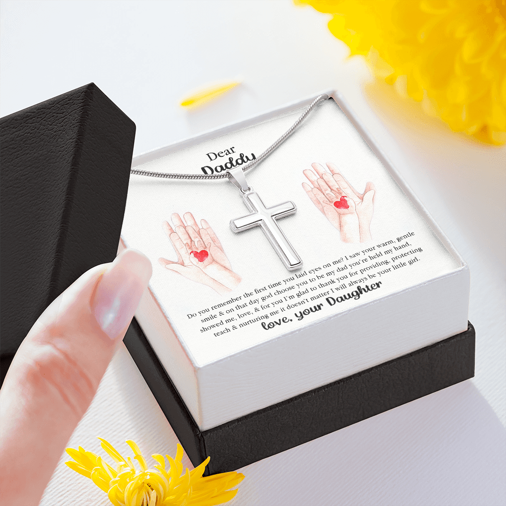 Daddy Cross Necklace Gift from Daughter – Religious Pendant with Heartfelt Message Card