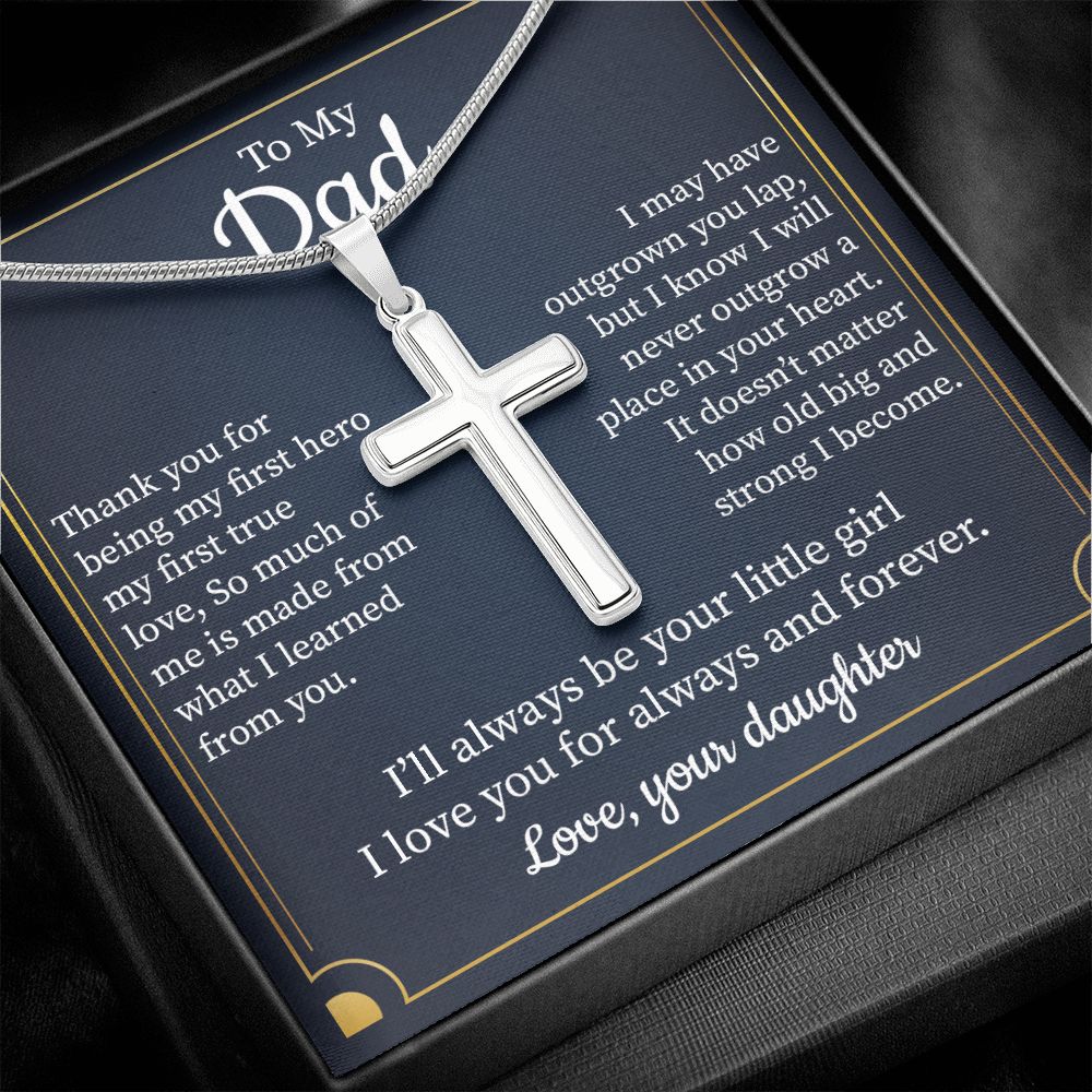 Cross Necklace Gift for Dad from Daughter with Message Card