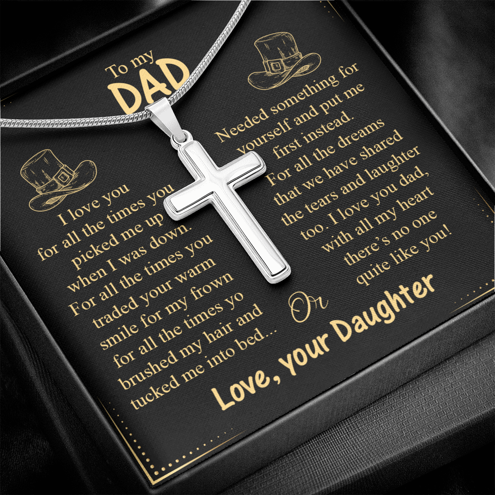 Cross Necklace Gift for Dad from Daughter – Love Message