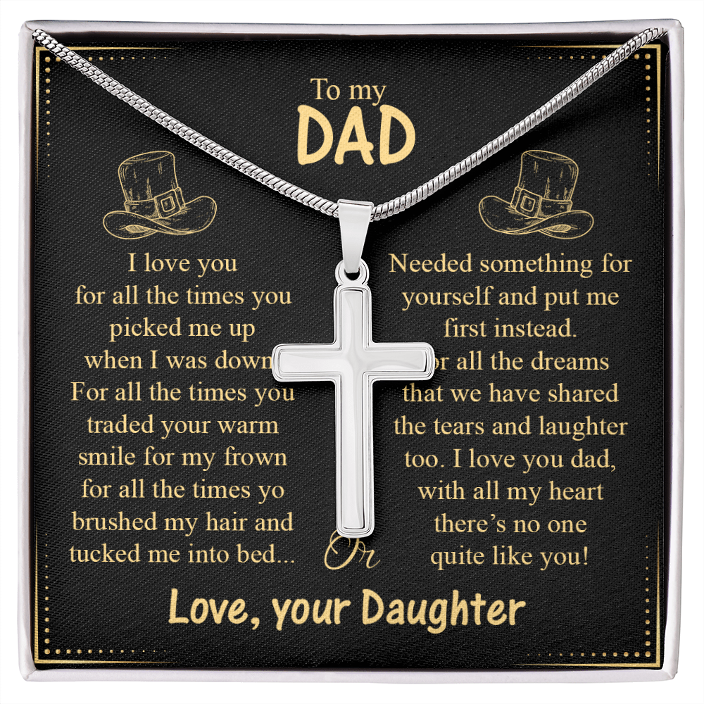 Cross Necklace Gift for Dad from Daughter – Love Message