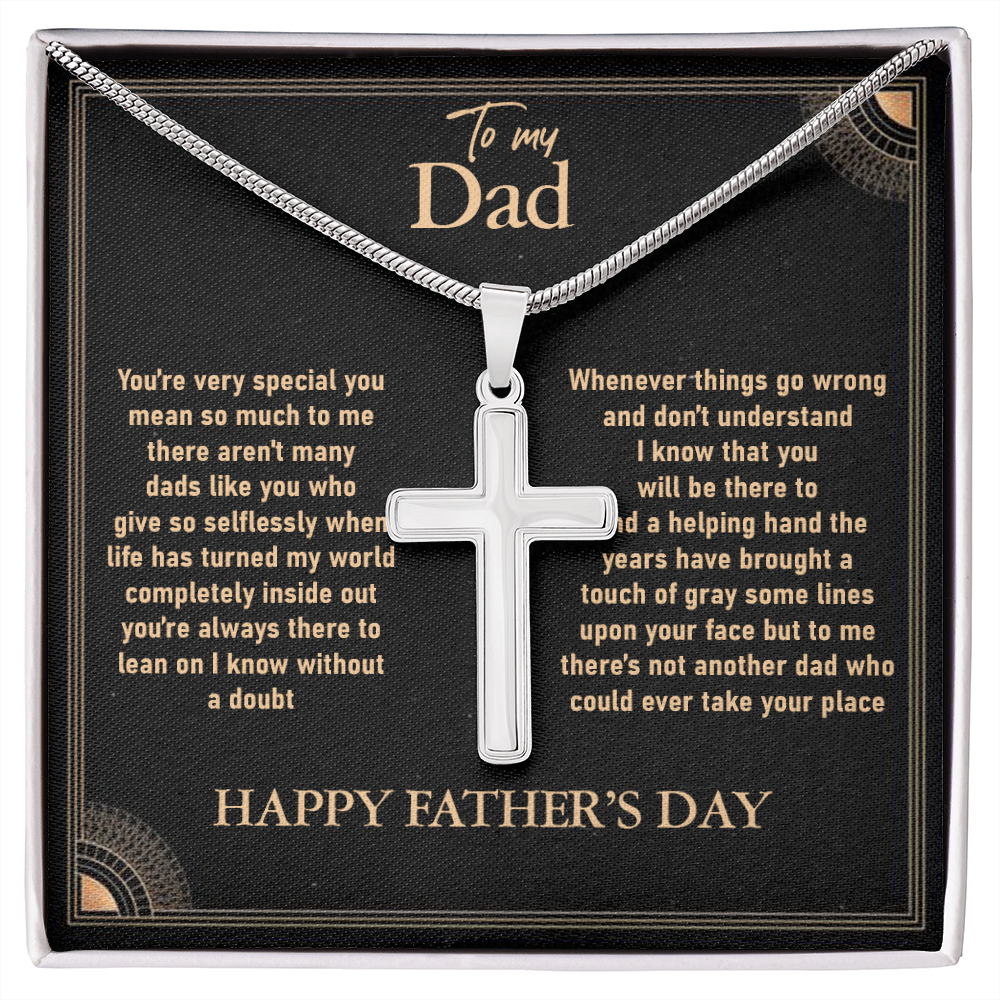 Father’s Day Cross Necklace Gift for Dad – Religious Pendant with Heartfelt Message Card