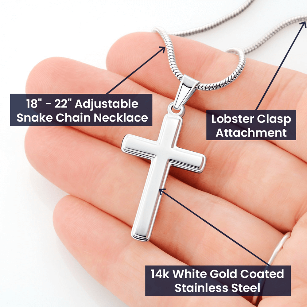 Father’s Day Cross Necklace Gift for Dad – Religious Pendant with Heartfelt Message Card