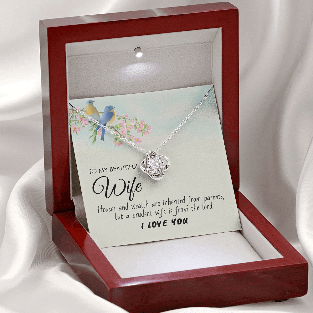To My Beautiful Wife Necklace – Love Gift With Message Card