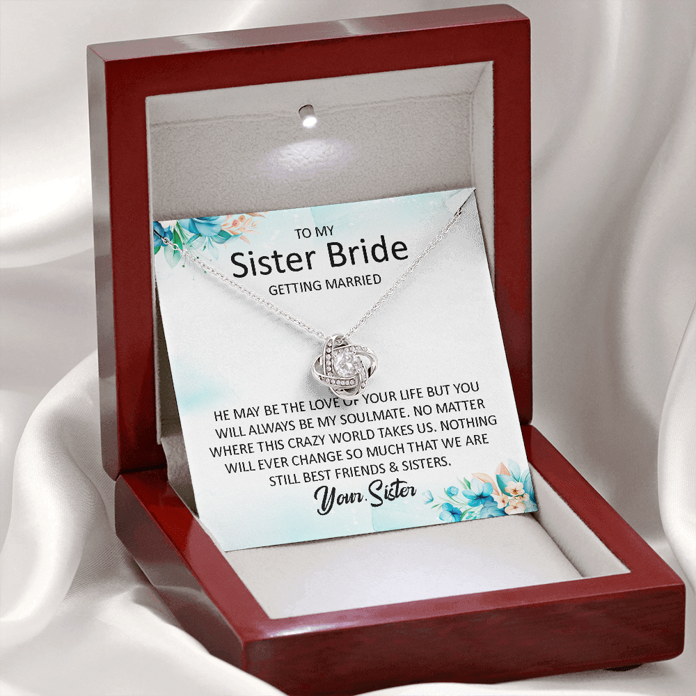 To My Sister Bride Necklace – Wedding Gift With Message Card
