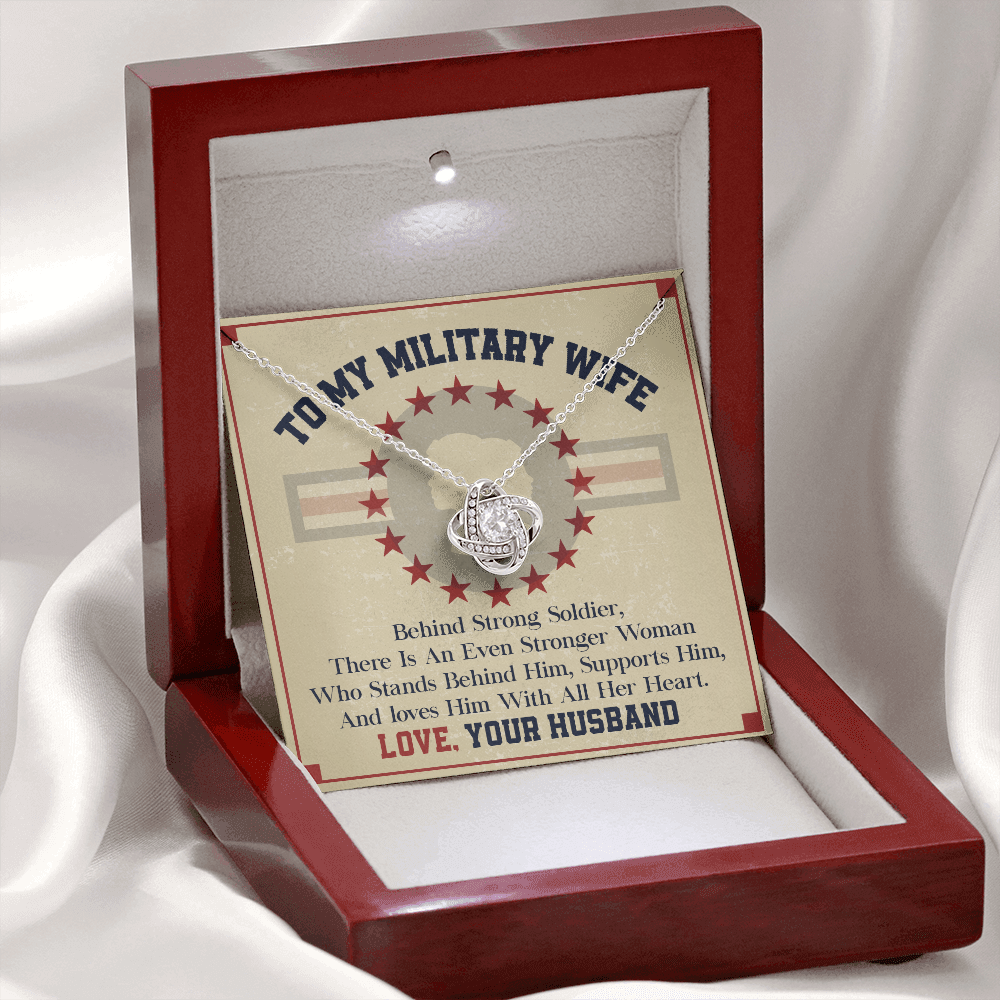 To My Military Wife Necklace with Patriotic Message Card