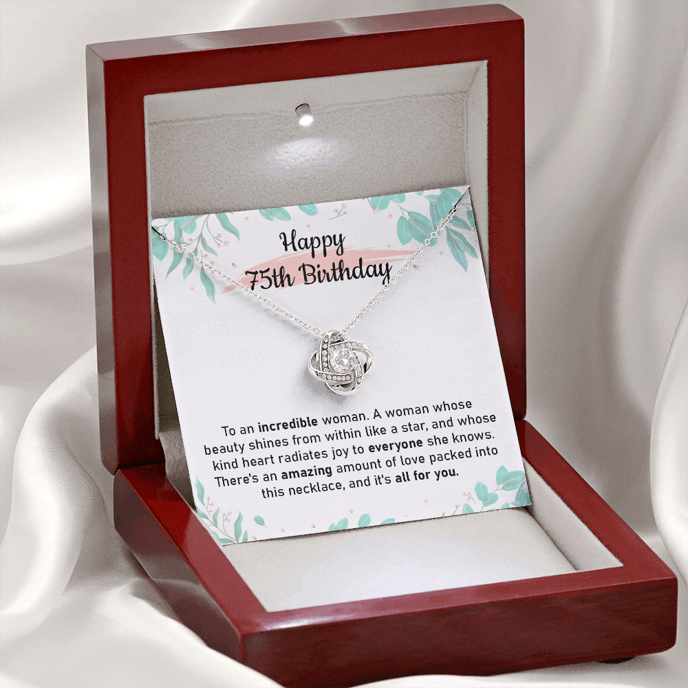 75th Birthday Necklace Gift for wife with Message Card