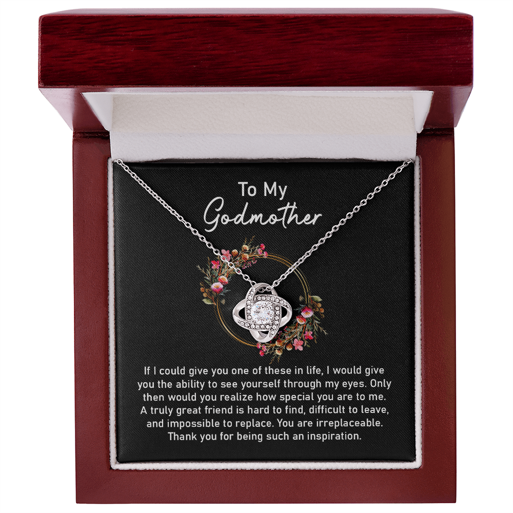 Godmother Necklace Gift from Godchild with Floral Message Card
