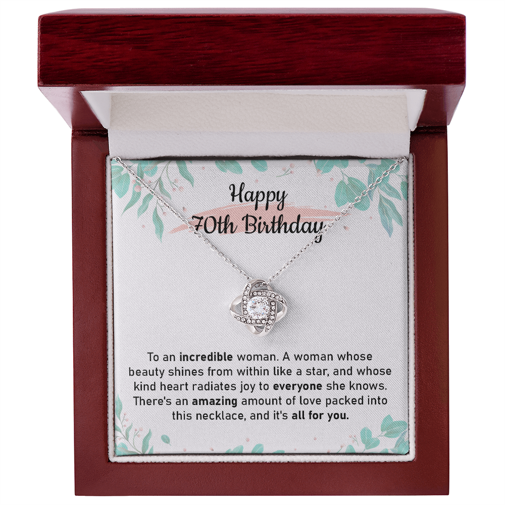 70th Birthday Necklace Gift for Her with Card