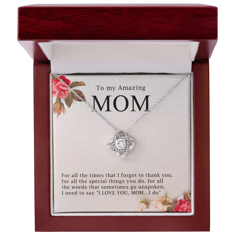 Necklace Gift for Amazing Mom with Message Card – I Love You Mom Jewelry