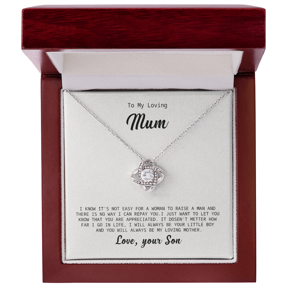 To My Loving Mum Necklace Gift from Son with Heartfelt Message Card
