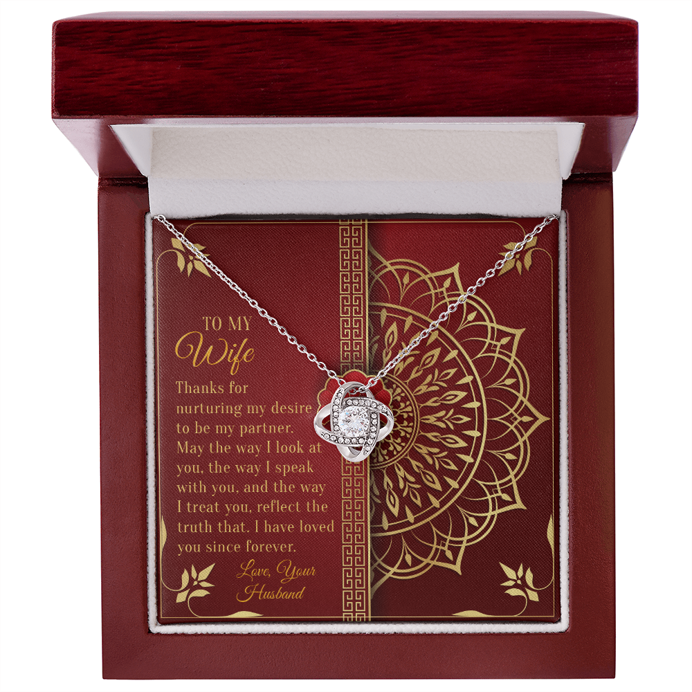 Wife Necklace Gift from Husband with Mandala Design Card