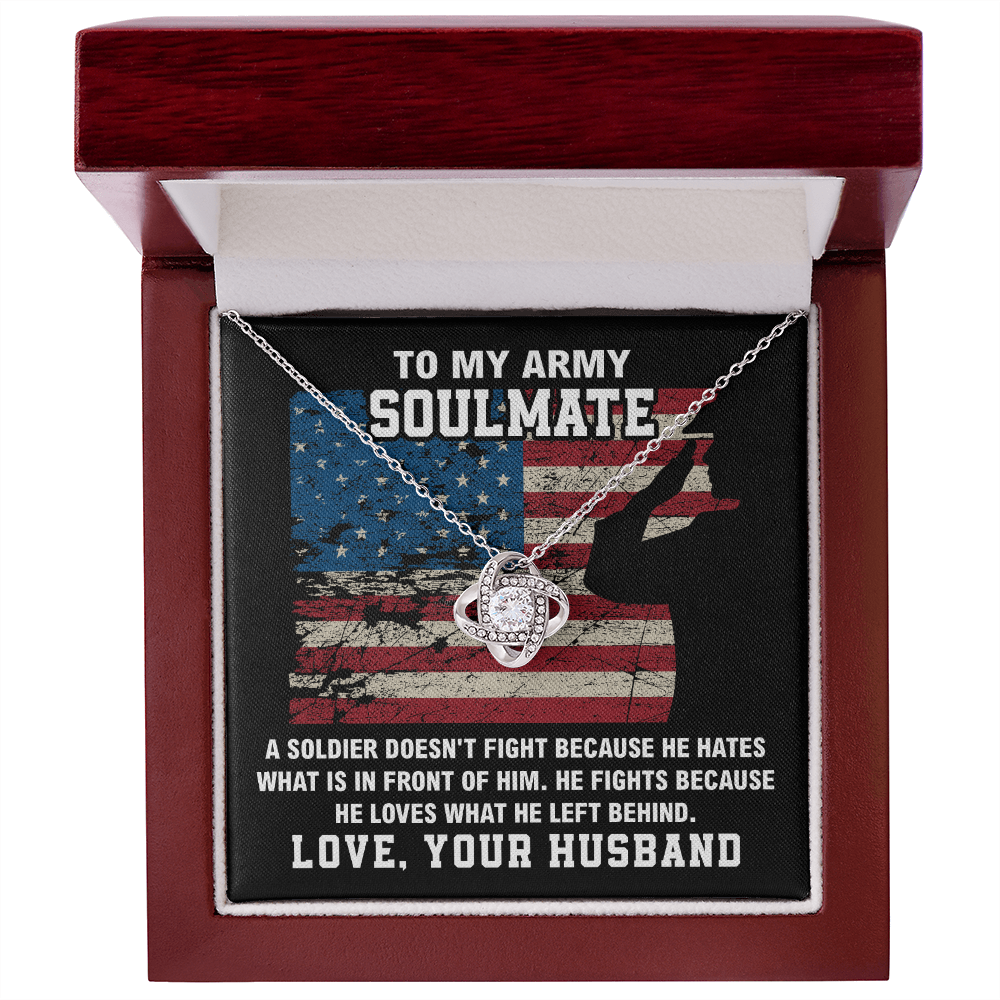 To My Army Soulmate Necklace Gift with Message from Husband