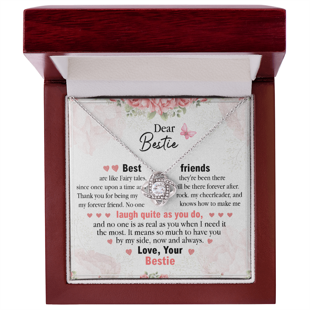 Best Friend Necklace Gift for Her – Love Knot Pendant with Cute Message Card