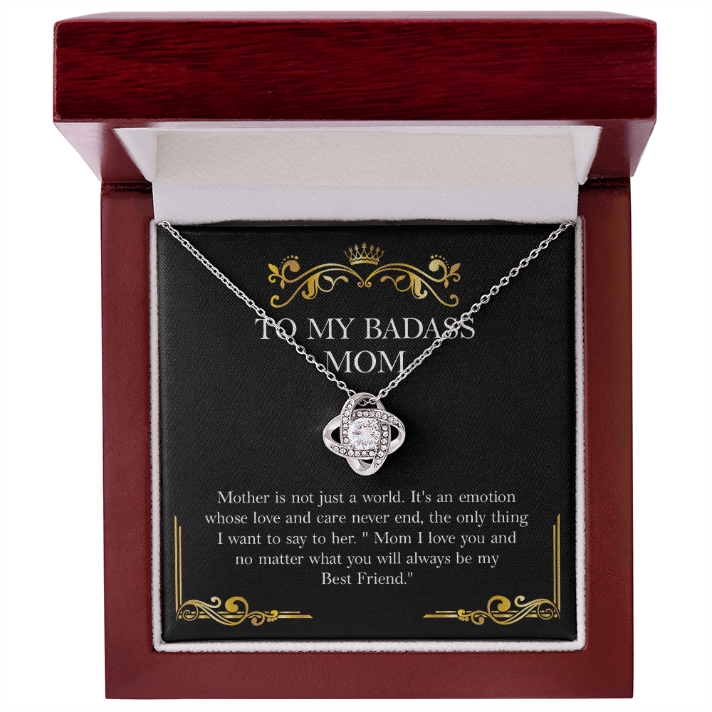 Badass Mom Necklace Gift with Message Card from Daughter or Son