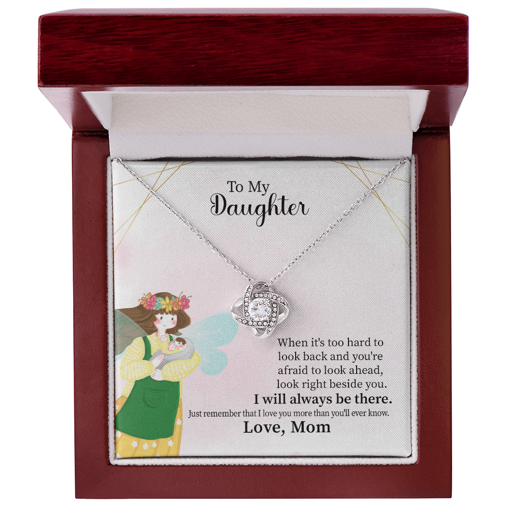 Daughter Love Knot Necklace Gift from Mom – with Heartfelt Message Card