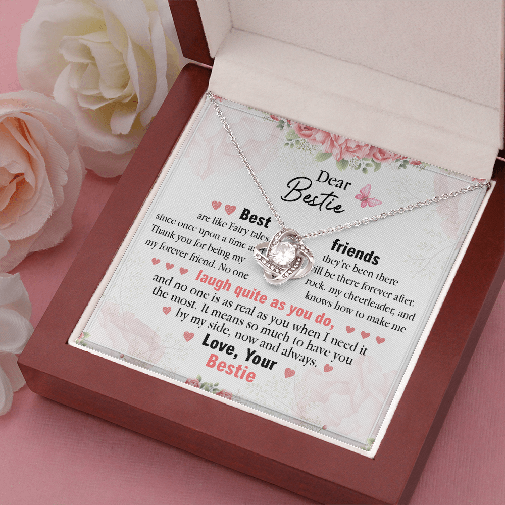 Best Friend Necklace Gift for Her – Love Knot Pendant with Cute Message Card