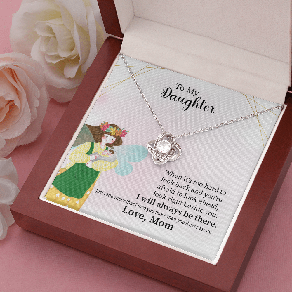 Daughter Love Knot Necklace Gift from Mom – with Heartfelt Message Card