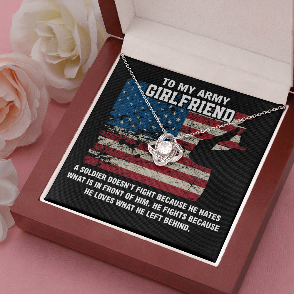 Army Girlfriend Gift Necklace with Patriotic Message Card