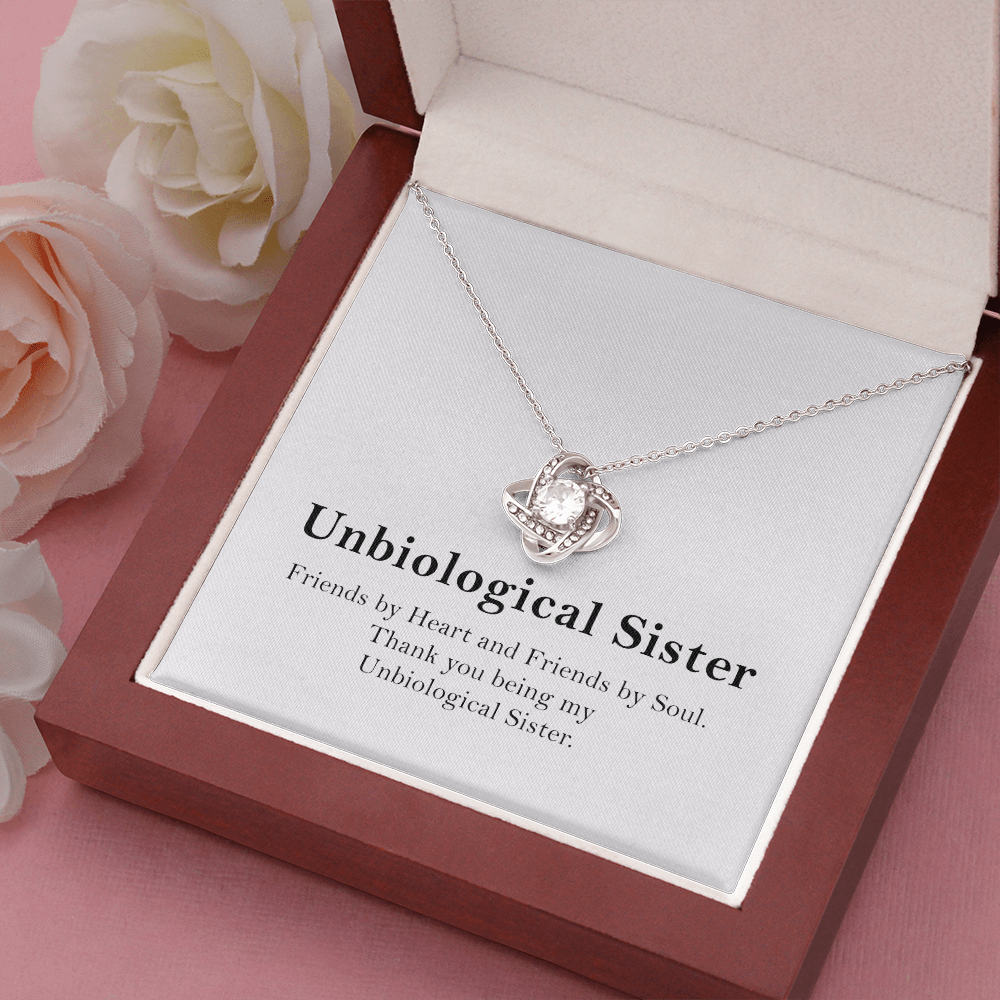 Unbiological Sister Necklace Gift – Friendship Jewelry with Message Card