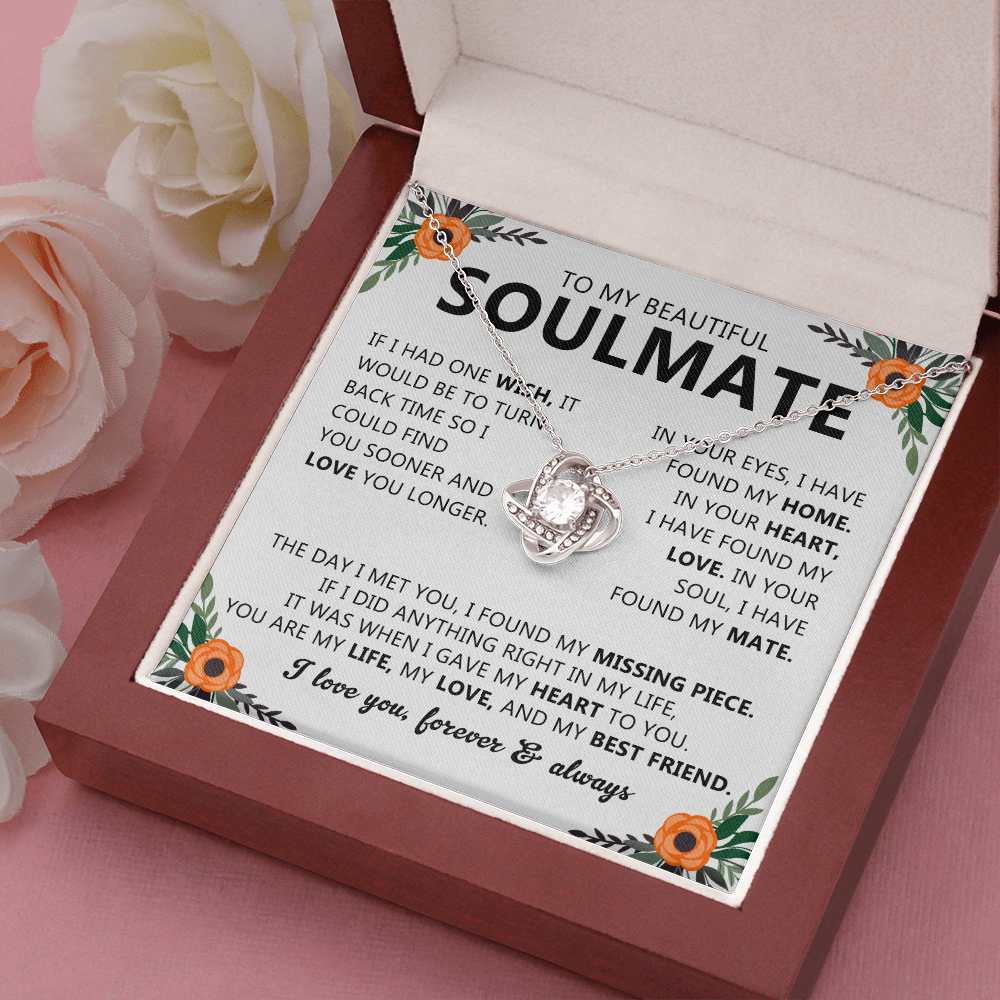 Soulmate Necklace Gift for Women, With Romantic Message Card