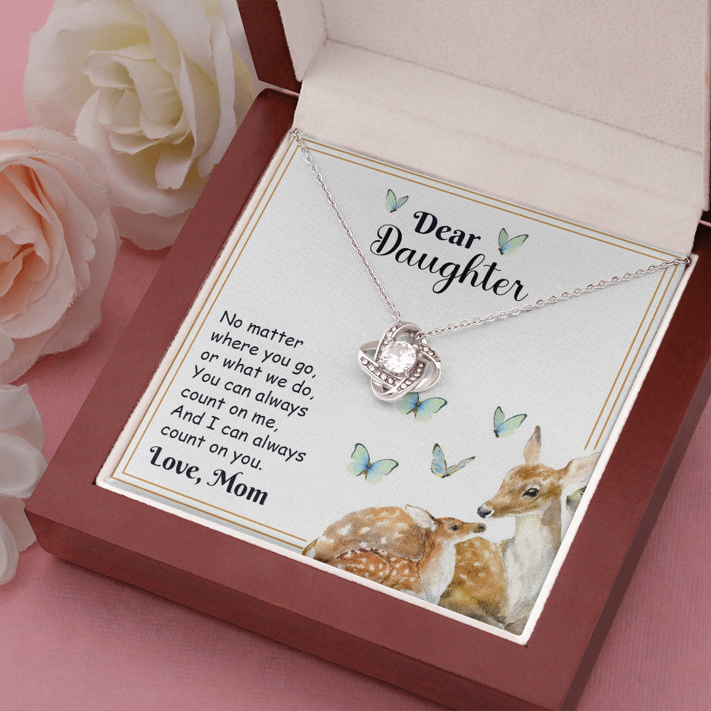 Dear Daughter Necklace Gift from Mom – with Deer and Butterfly Message Card