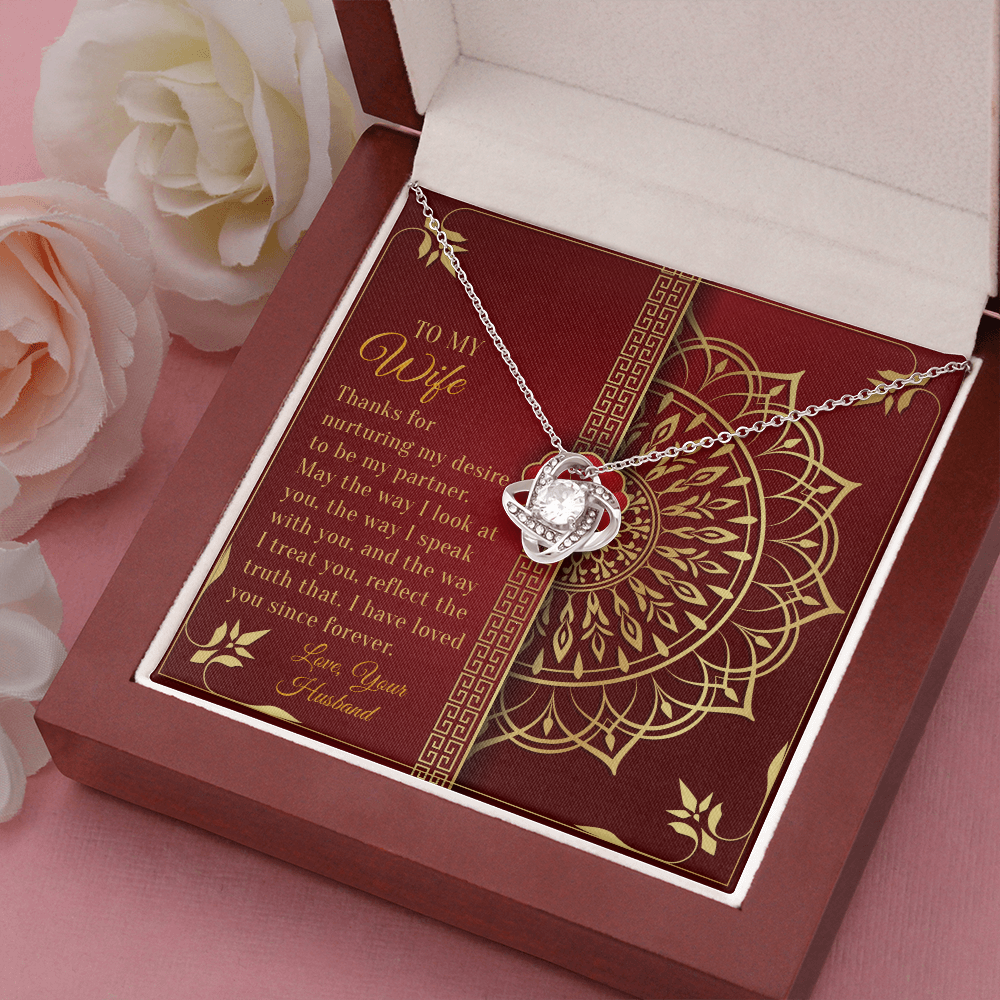 Wife Necklace Gift from Husband with Mandala Design Card