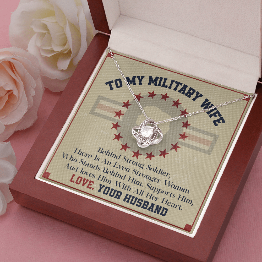 To My Military Wife Necklace with Patriotic Message Card