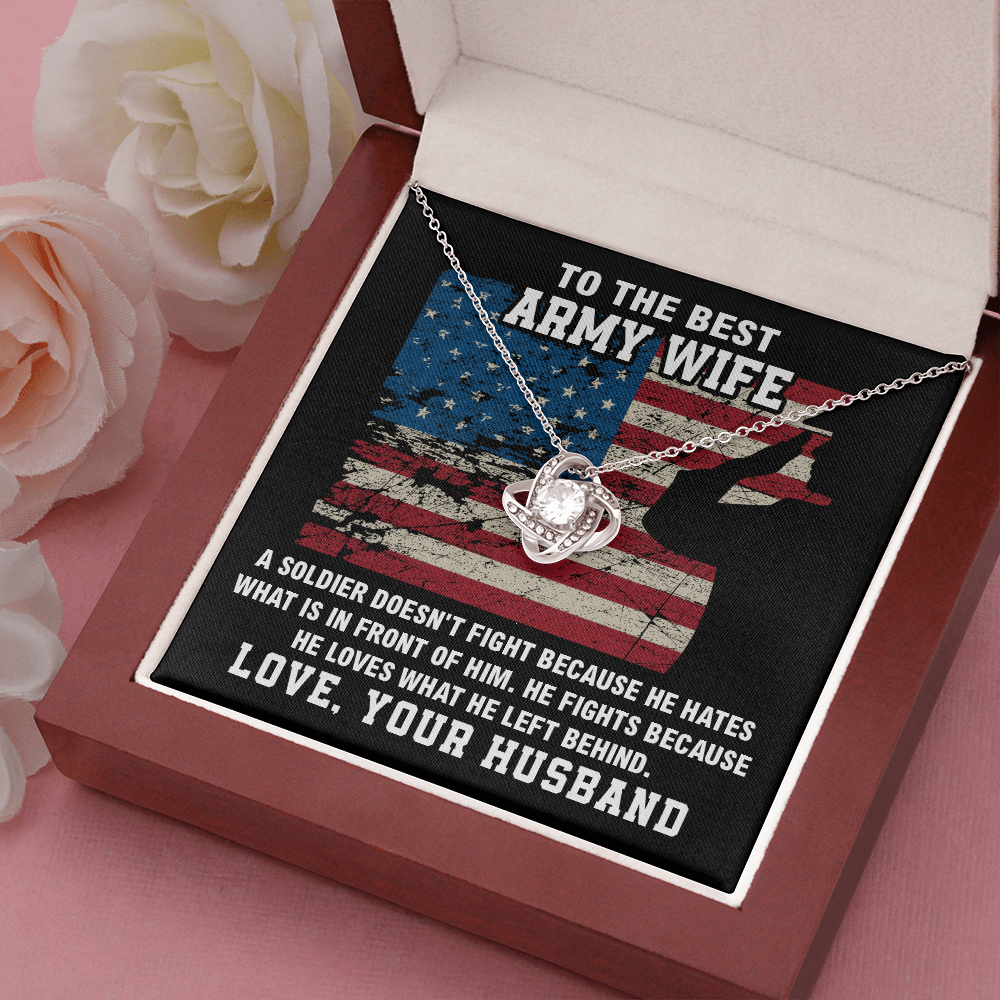 Army Wife Necklace Gift from Husband with Message Card