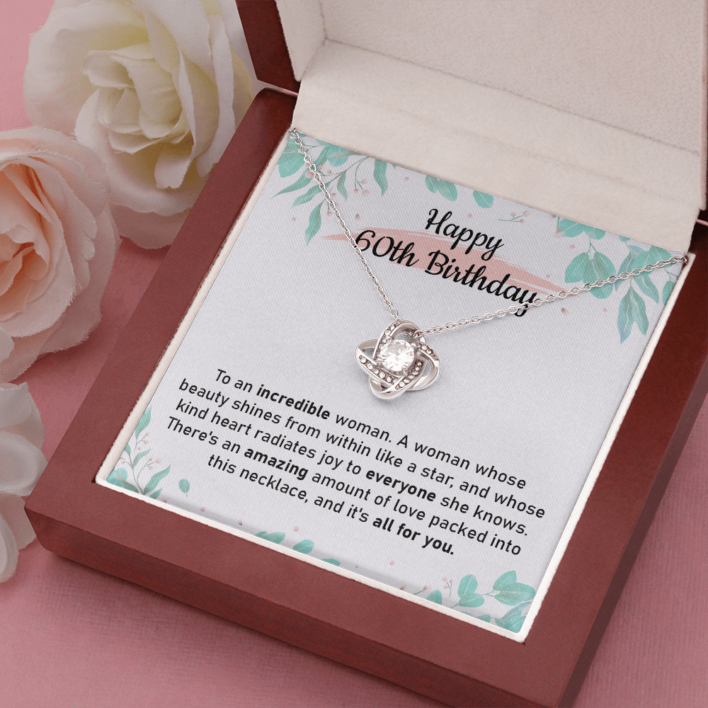 60th Birthday Necklace Gift for Her with Message card
