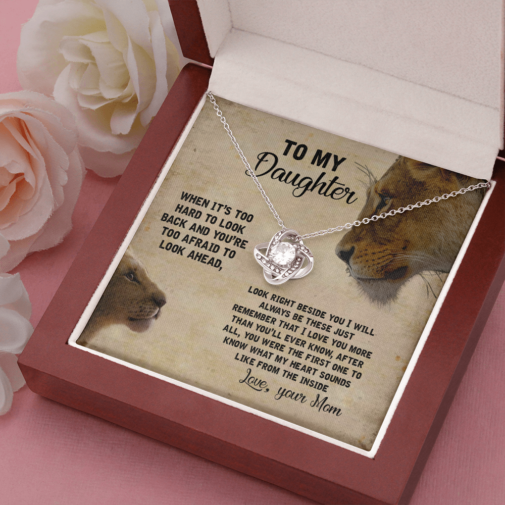 To My Daughter Necklace Gift from Mom – Lion Message Card