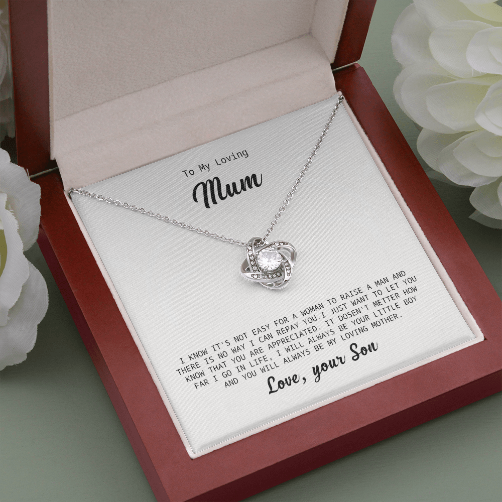 To My Loving Mum Necklace Gift from Son with Heartfelt Message Card