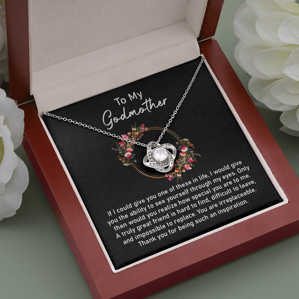 Godmother Necklace Gift from Godchild with Floral Message Card