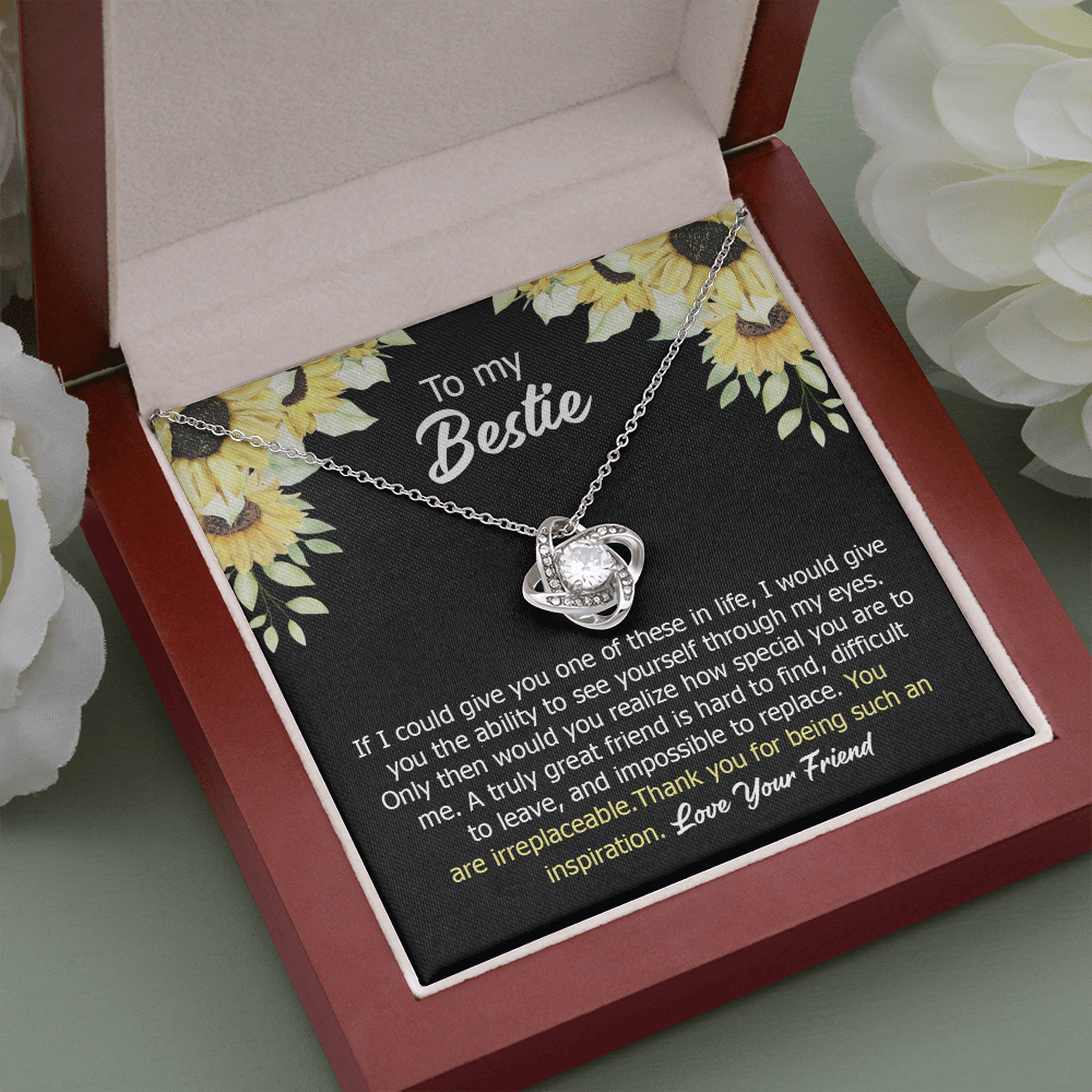 Bestie Necklace Gift with Sunflower Message Card for Friendship Appreciation