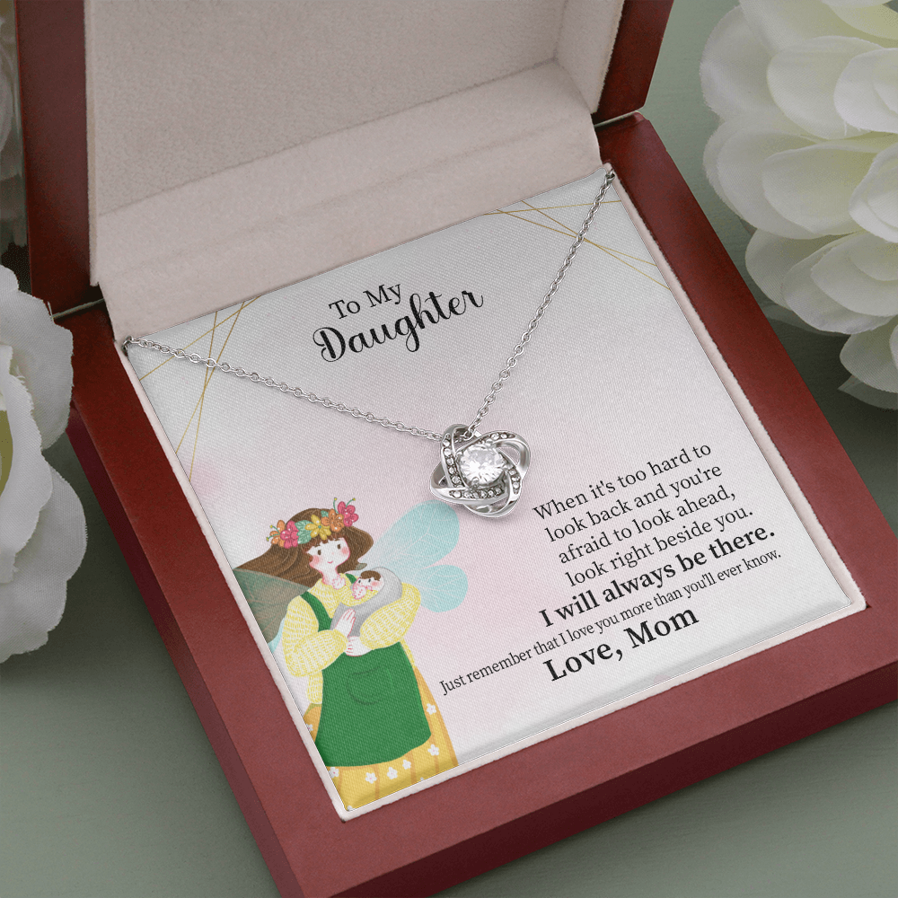 Daughter Love Knot Necklace Gift from Mom – with Heartfelt Message Card