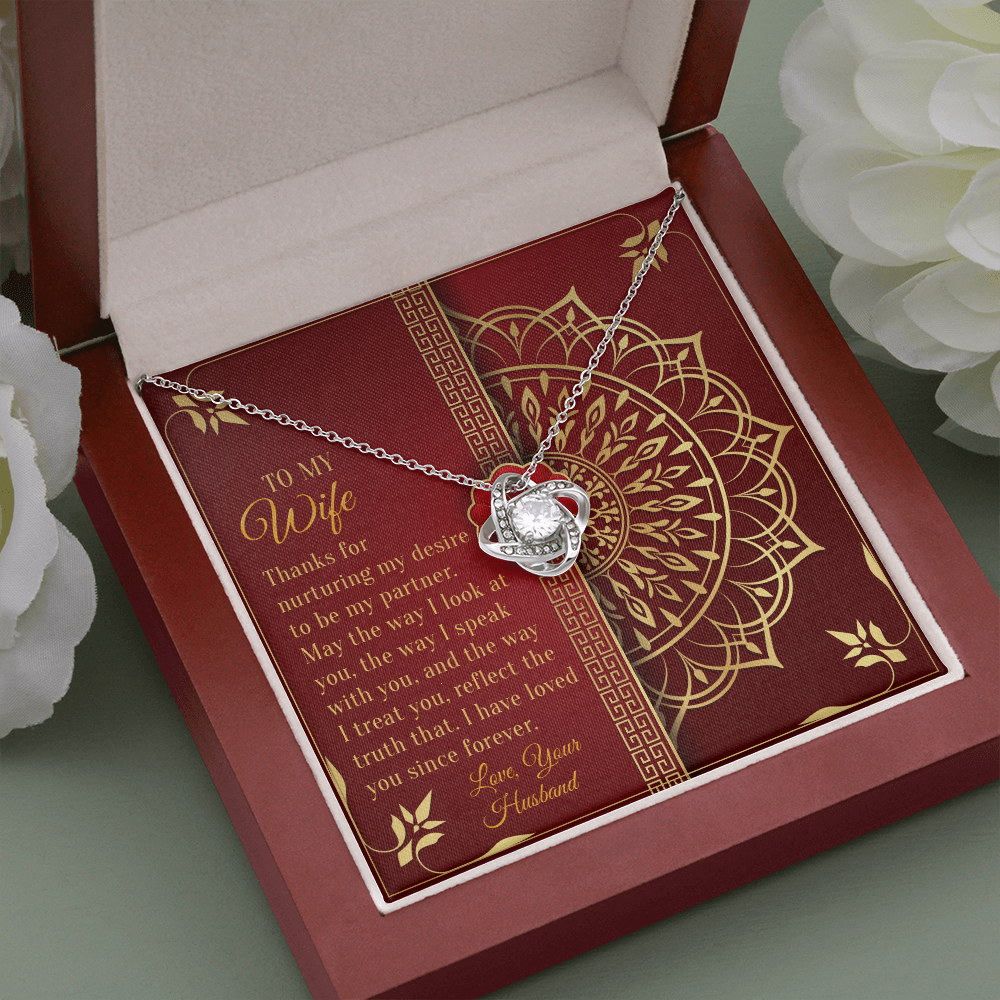 Wife Necklace Gift from Husband with Mandala Design Card