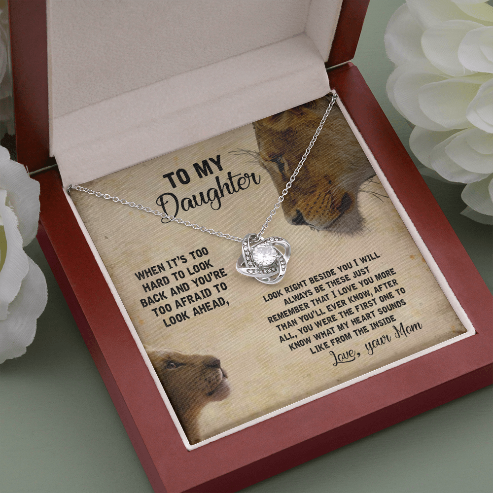 To My Daughter Necklace Gift from Mom – Lion Message Card
