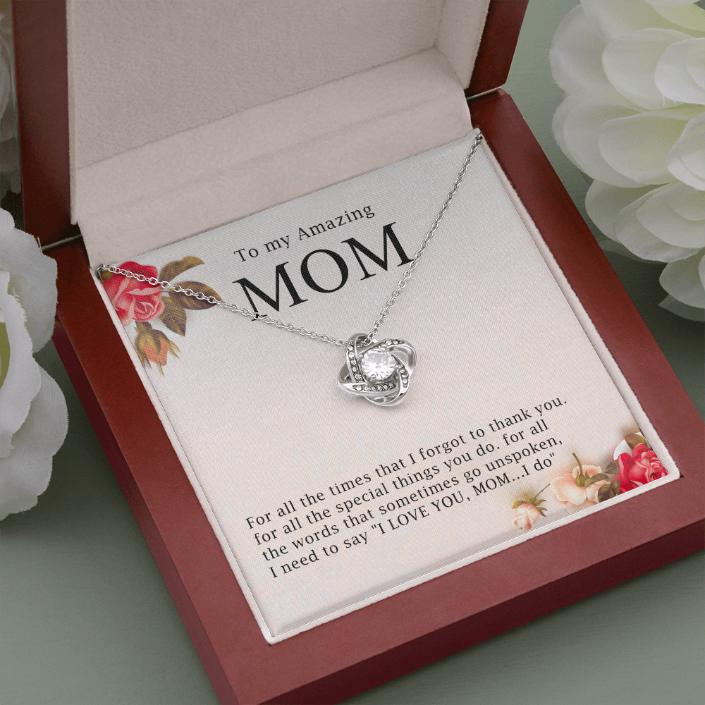Necklace Gift for Amazing Mom with Message Card – I Love You Mom Jewelry