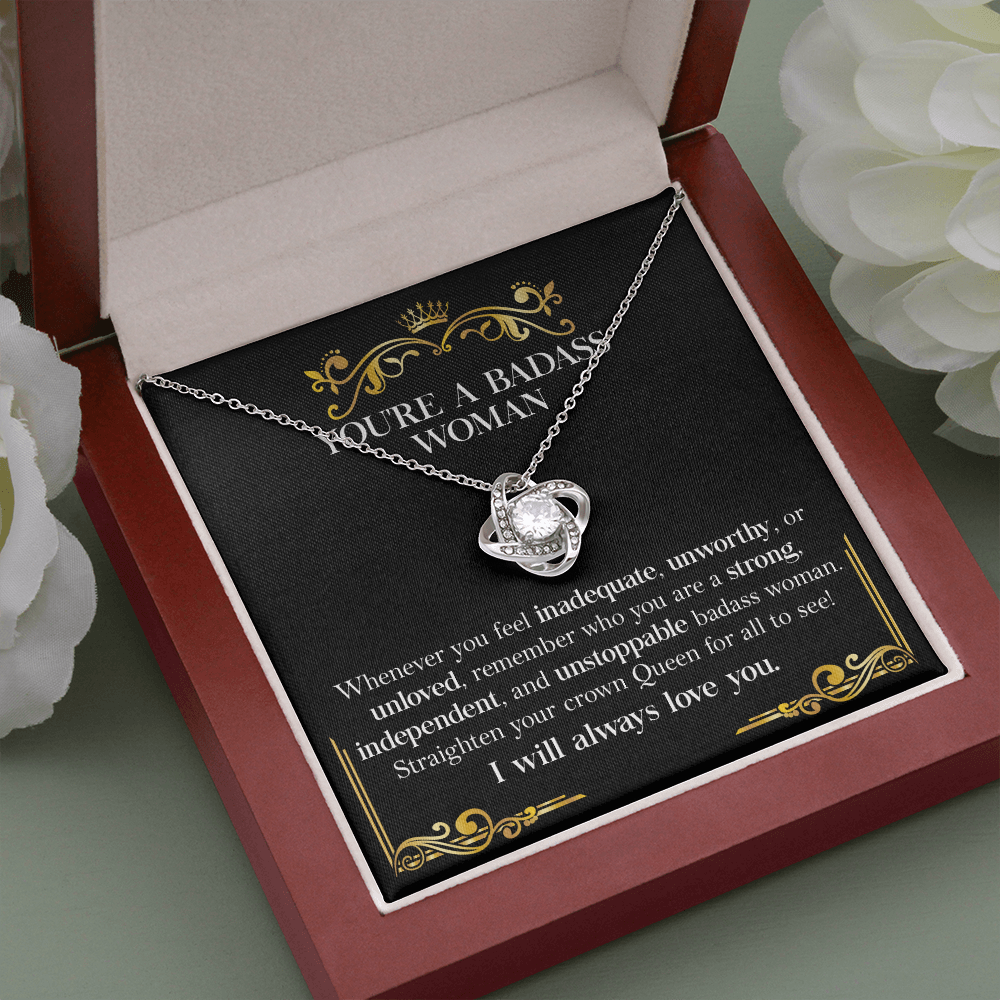 Badass Woman Necklace Gift with Empowering Message Card