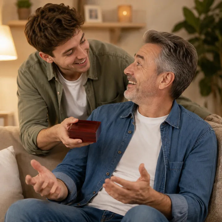 A father and son sharing a warm Father's Day moment