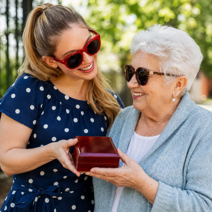 A grandmother and granddaughter sharing a loving moment