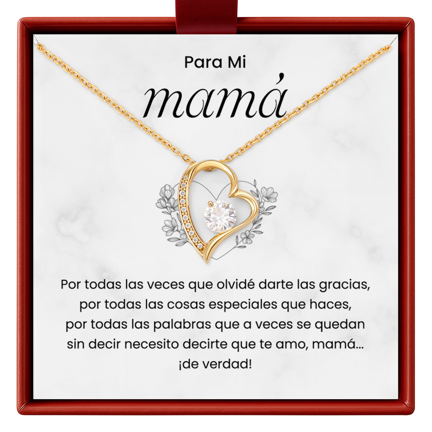 Collar de Mamá en Español con Tarjeta de Mensaje