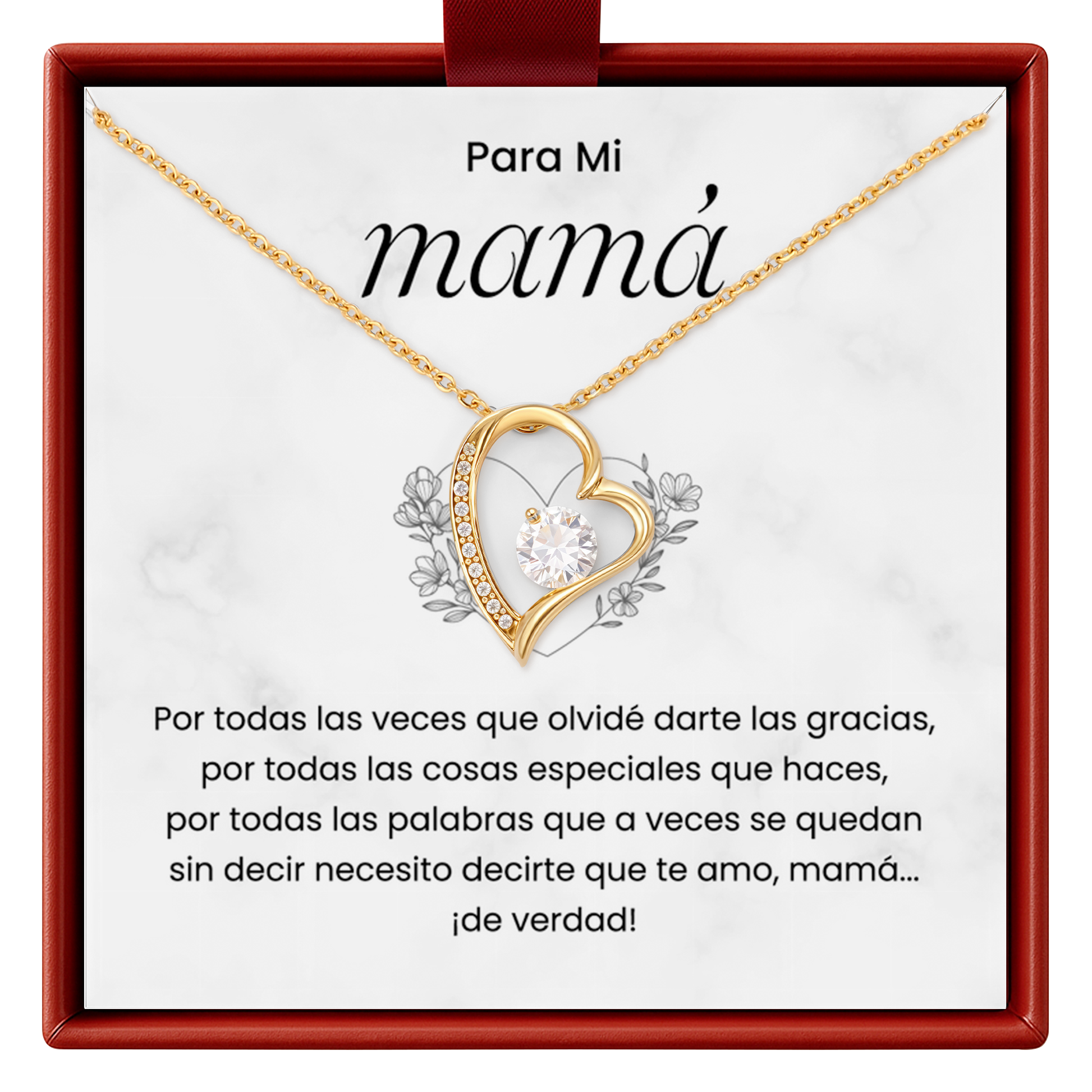 Collar de Mamá en Español con Tarjeta de Mensaje