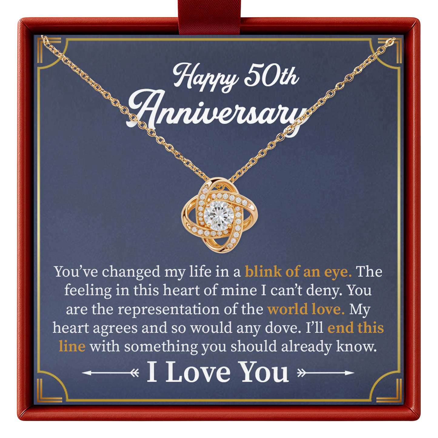 50th Anniversary Necklace Gift for Wife Golden Anniversary Forever Love Jewelry with Message Card